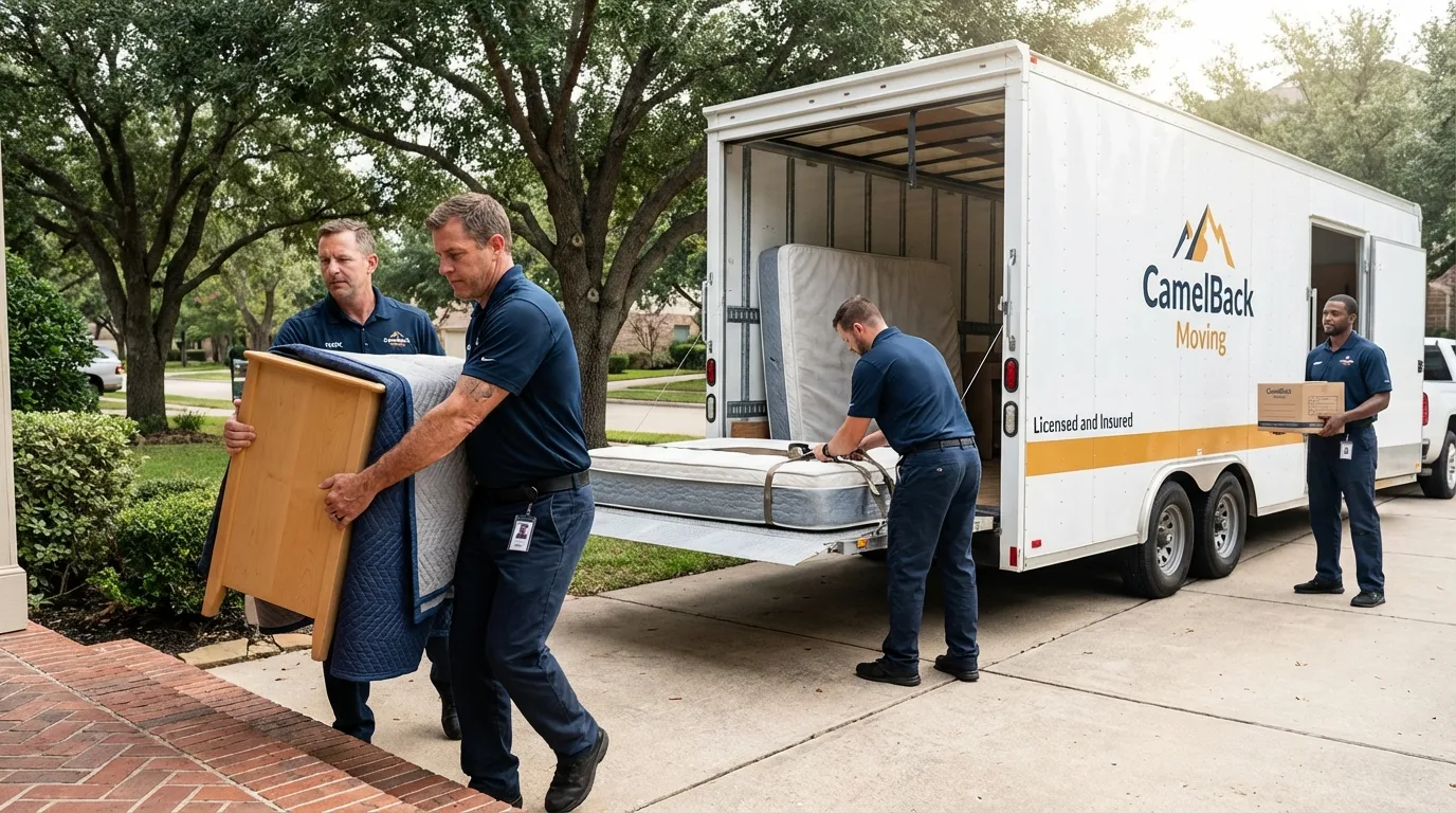 Crew loading residential truck for cross-state move from Fort Edward, NY