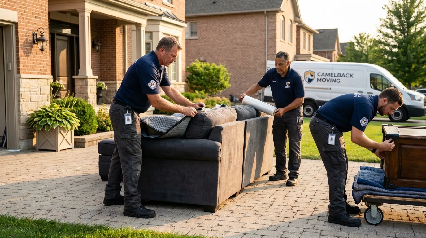 Large estate moving crew wrapping furniture in Fort Edward, NY